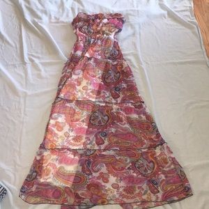 Multicolored strapless juniors dress